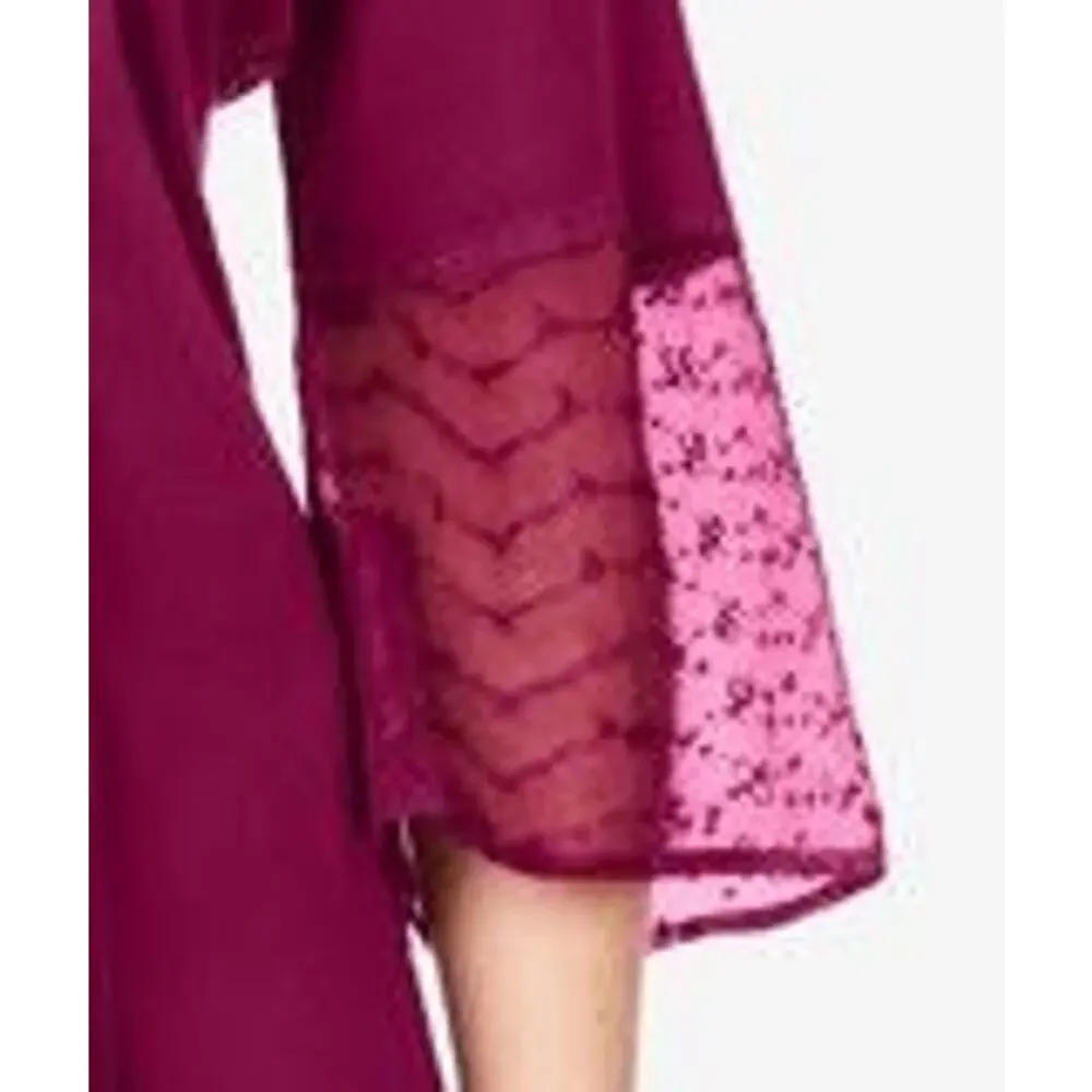 Plus Size 28W | Women's Embroidered Acid-Wash Back Self-Tie Boho Dress | NEW - Picture 3 of 6